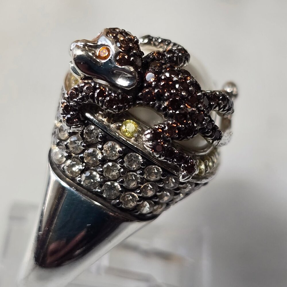 White Onyx Sterling Silver Monkey Ring - image 8